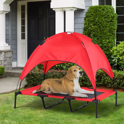 PawHut Elevated Pet Bed Dog Foldable Outdoor Cot Red