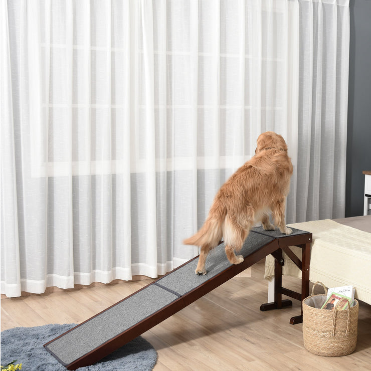 PawHut Pet Ramp Bed Steps for Dogs Cats Non-slip Carpet Top Platform