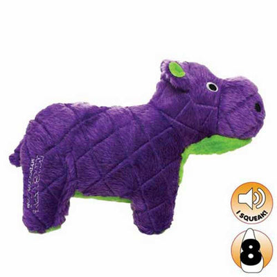 Tuffy Mighty Safari Series Herb The Hippo Dog Toy, Purple