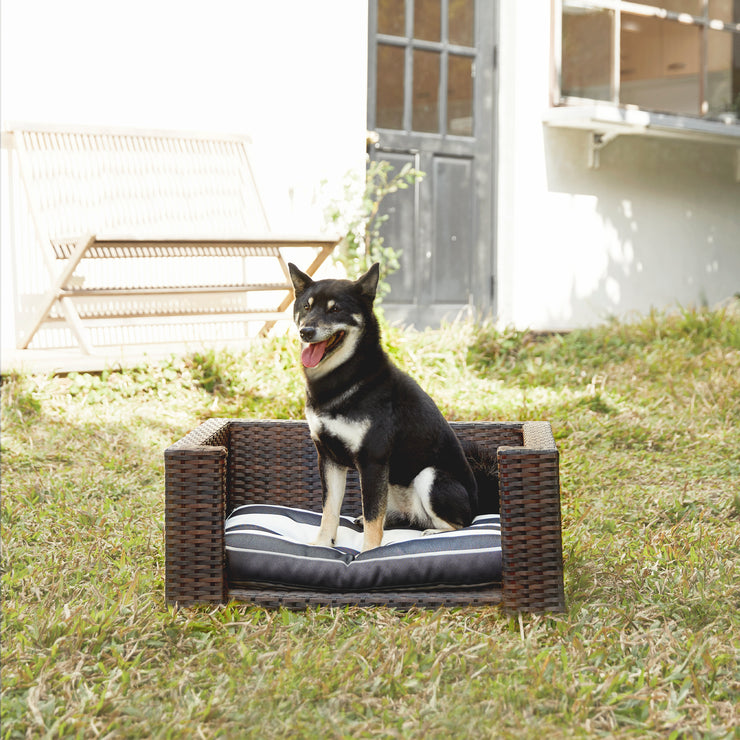 Teamson Pets Rattan Pet Dog or Cat Bed & Cushion
