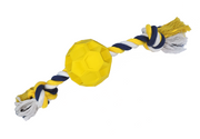 Rubber Soccer Ball Chew Toy with Tug Rope  -- Great for Active Dogs