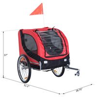 PawHut Foldable Pet Bike Trailer Dog Cat Travel Bicycle Carrier, Red