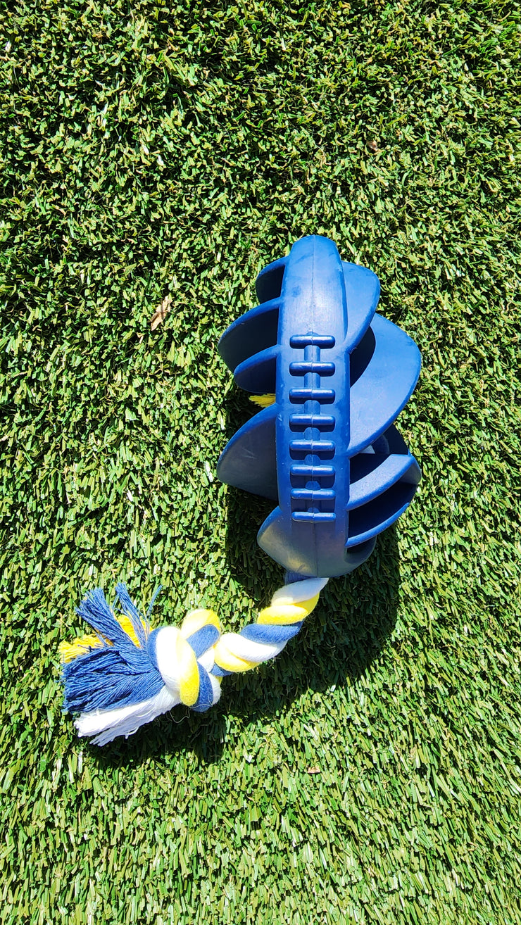 Rubber Football Dog Chew Toy with Tug Rope