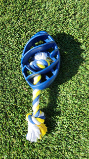Rubber Football Dog Chew Toy with Tug Rope